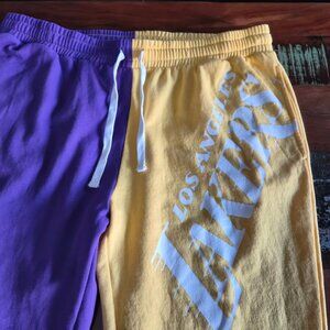 ✨ LA Lakers NBA Sweatpants – Colorblock Purple/Gold – Size XL ✨